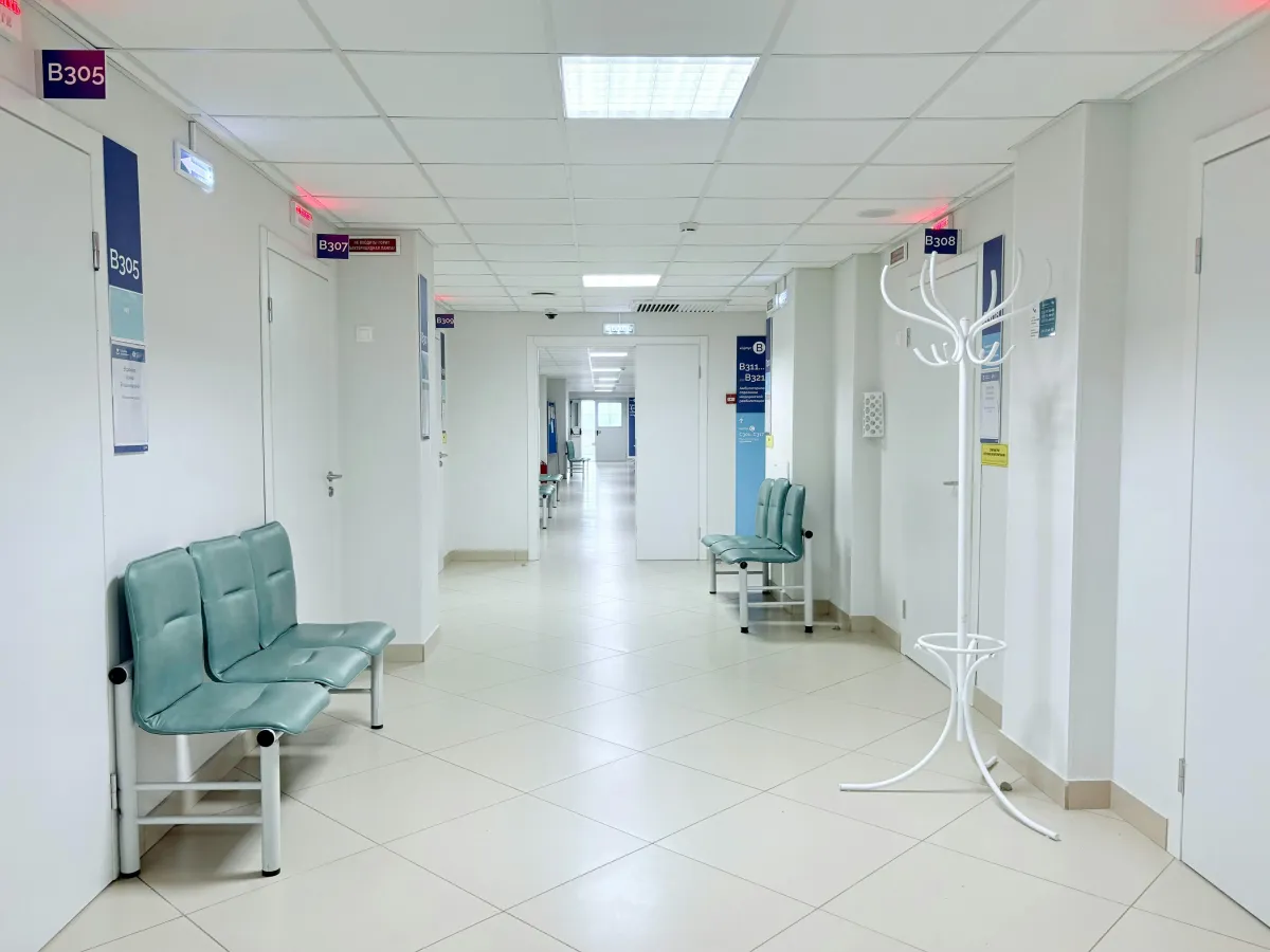 medical facility epoxy floor in the hallway
