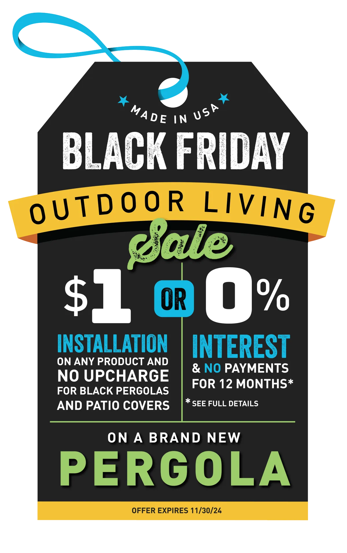 Made in USA Octoberfest Oasis Sales Event 10% off plus 25% off installation or 0% interest and no payments for 12 months* on a brand new Pergol. Offer expires10/31/24 +*See Full Detailss