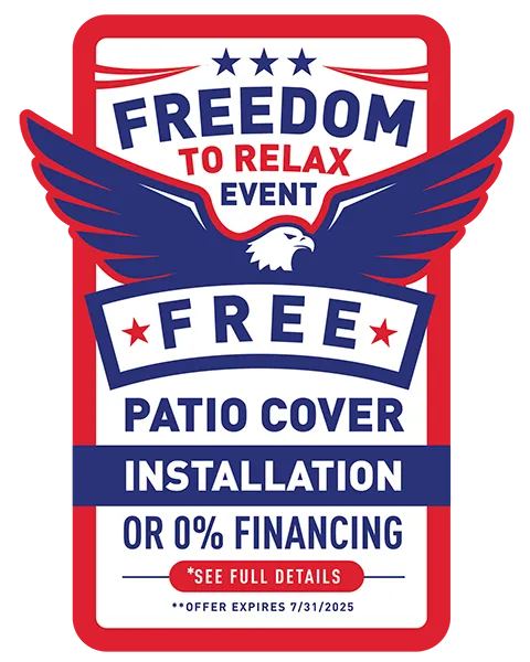 Made in USA Octoberfest Oasis Sales Event 10% off plus 25% off installation or 0% interest and no payments for 12 months* on a brand new Patio Cover. Offer expires 10/31/24 +*See Full Details