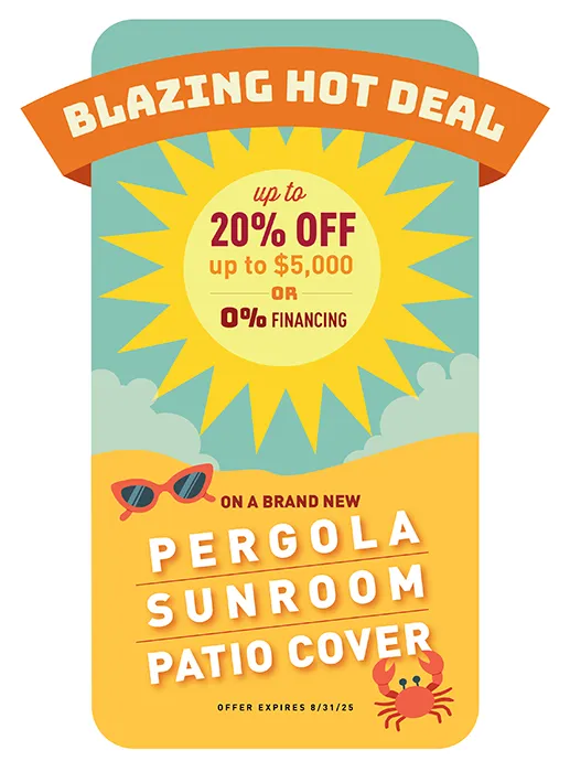Made in USA Octoberfest Oasis Sales Event 10% off plus 25% off installation or 0% interest and no payments for 12 months* on a brand new Sunroom. Offer expires10/31/24 +*See Full Details