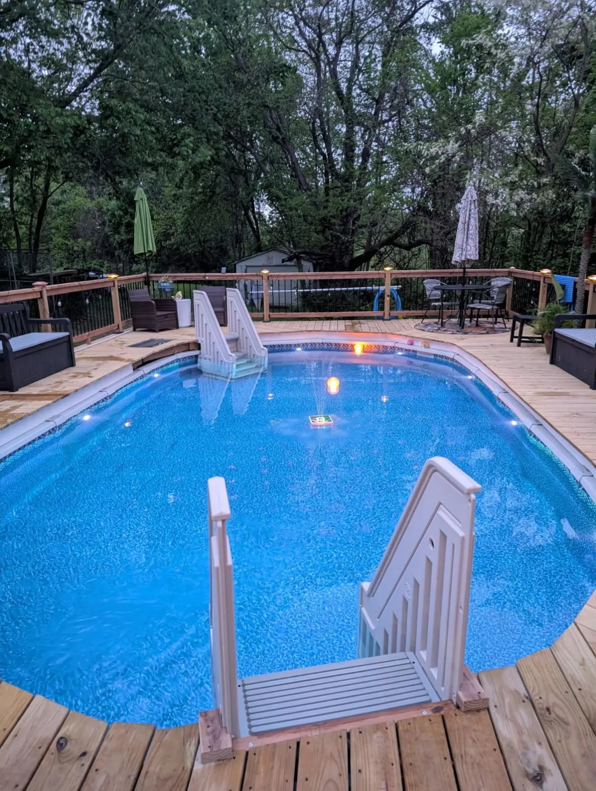 custom deck around a pool
