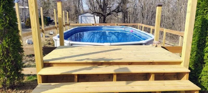 building deck around a pool
