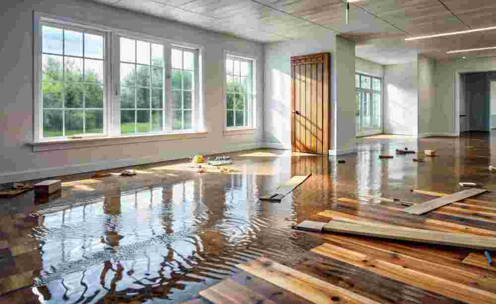 standing water flooding a house