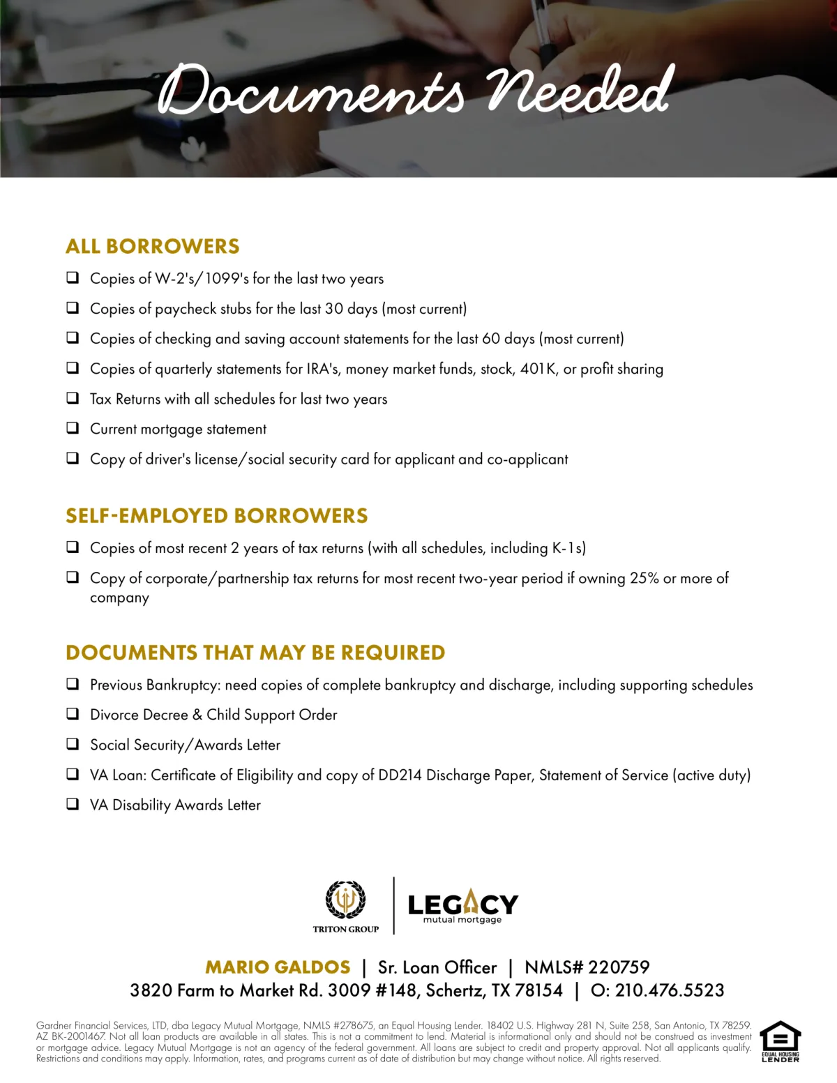 Documents needed