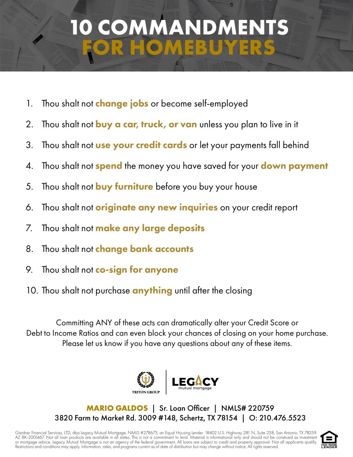10 Commandments for Homebuyers
