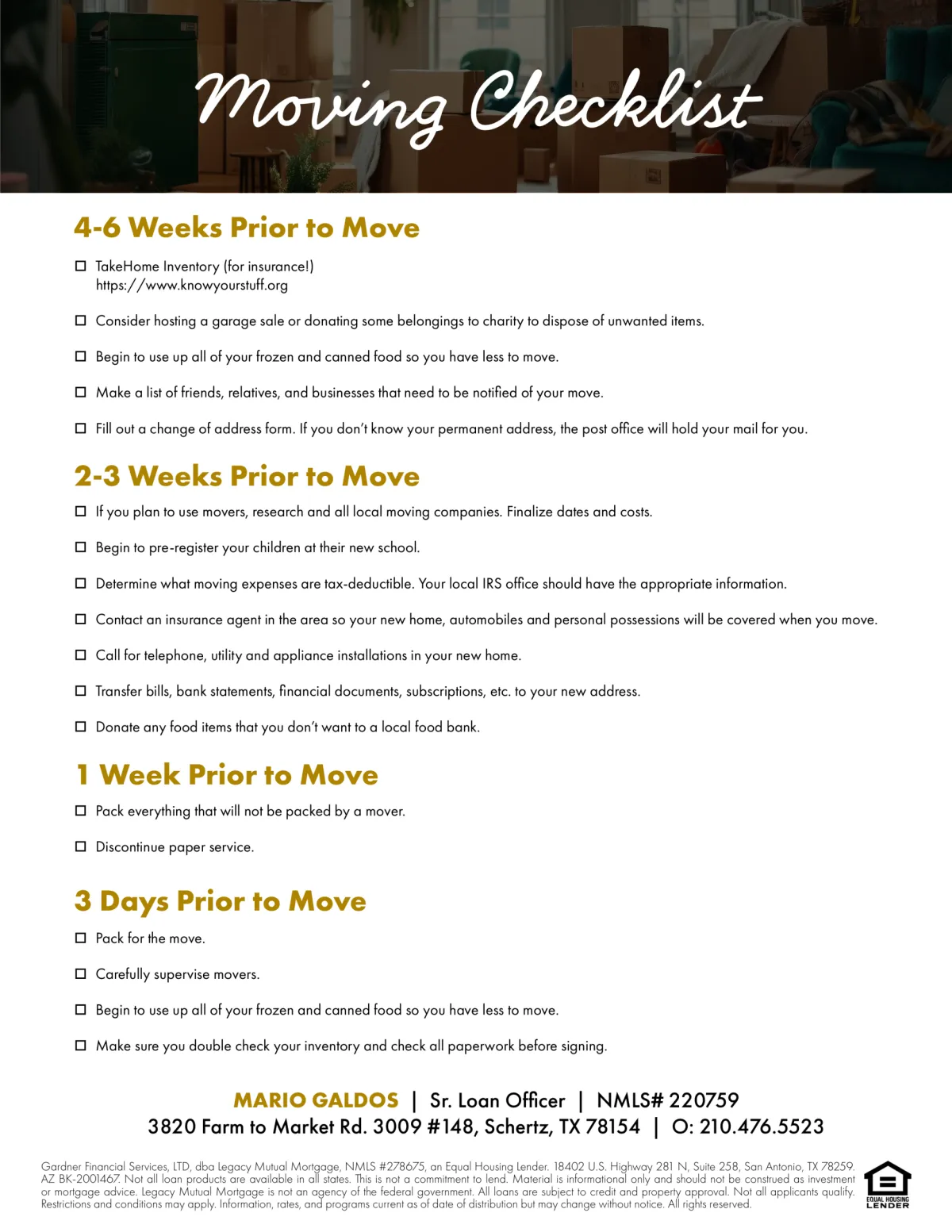 Moving Checklist