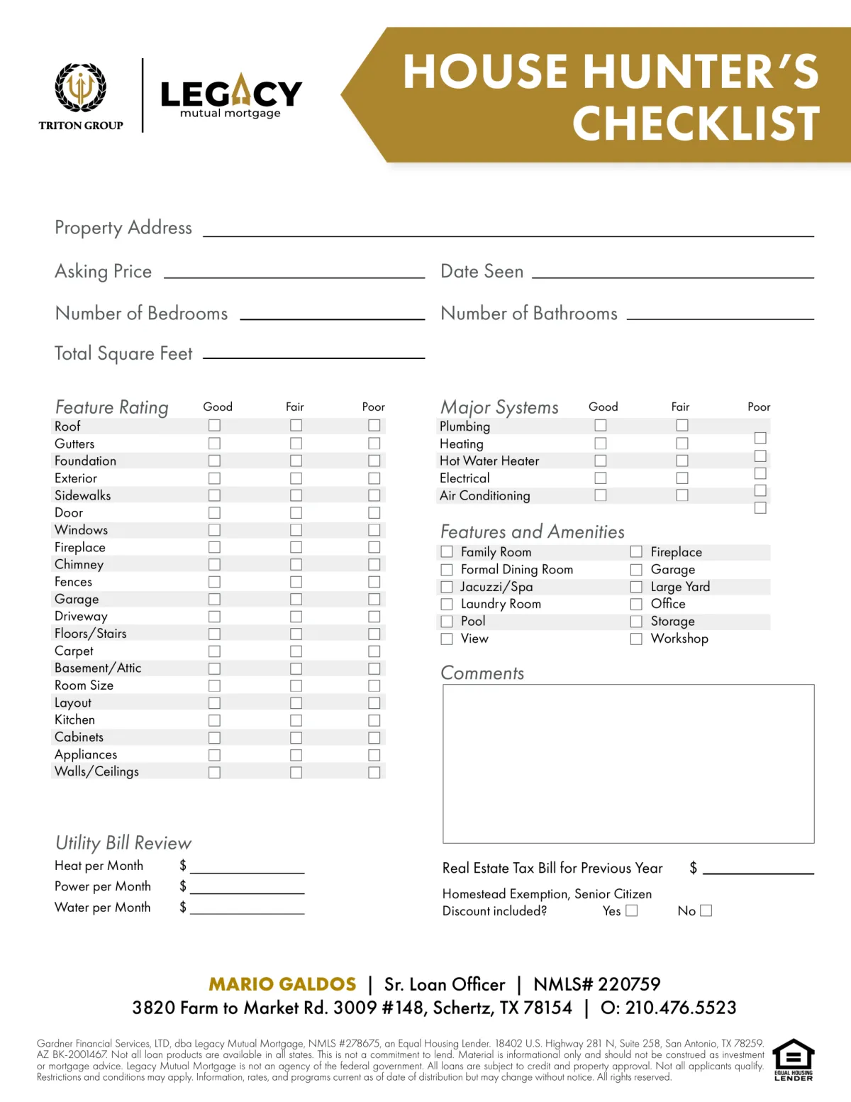 House Hunters checklist