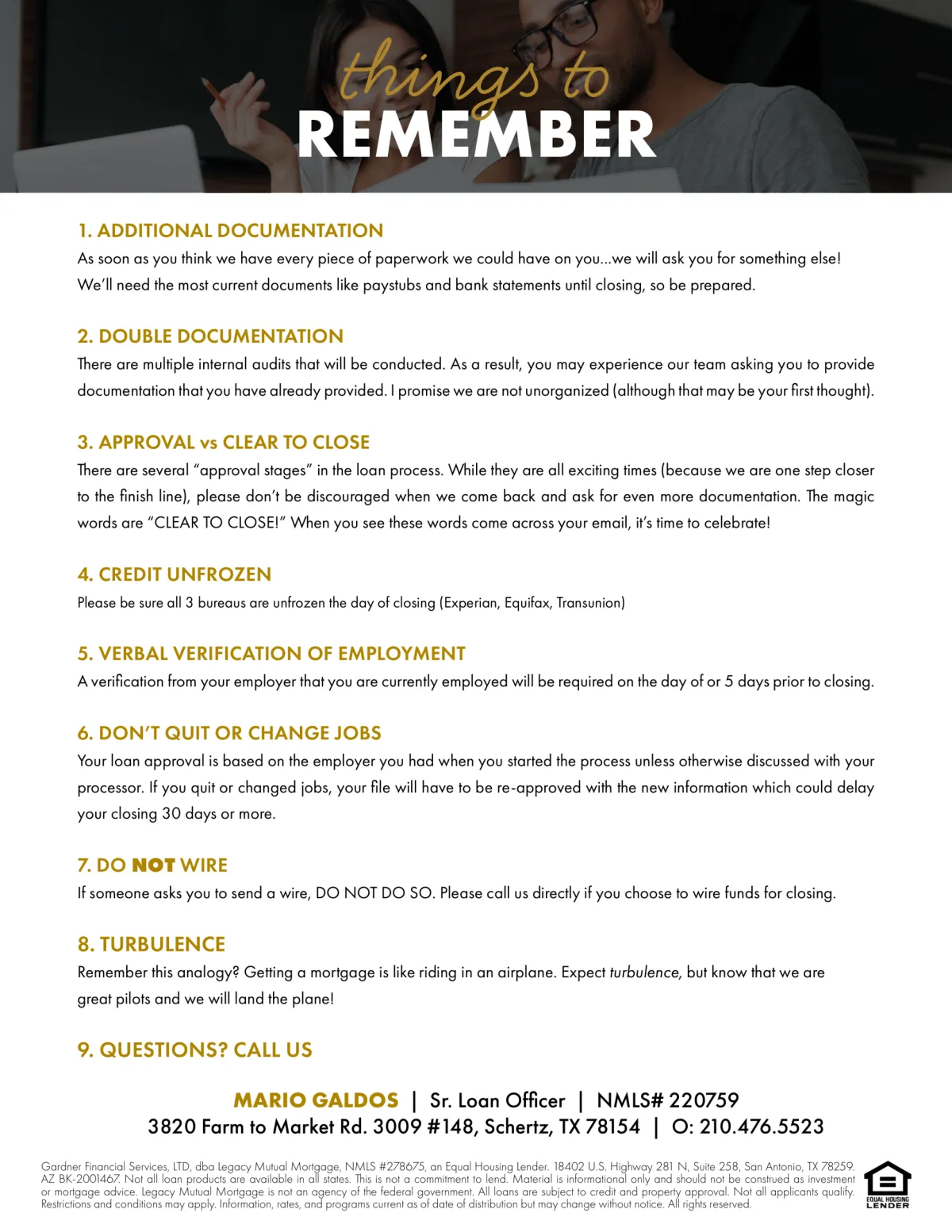 Things to remember