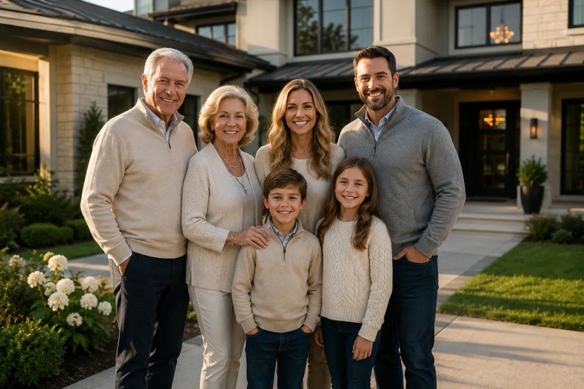 grandparents teaching grandchild saving money