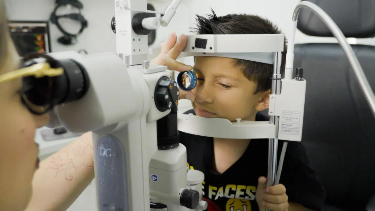 A kid's eye health being examined by an expert eye doctor in Texas State Optical Briargrove