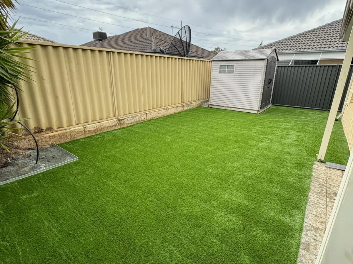 Garden maintenance and lawn care service completed at Byford residential property.
