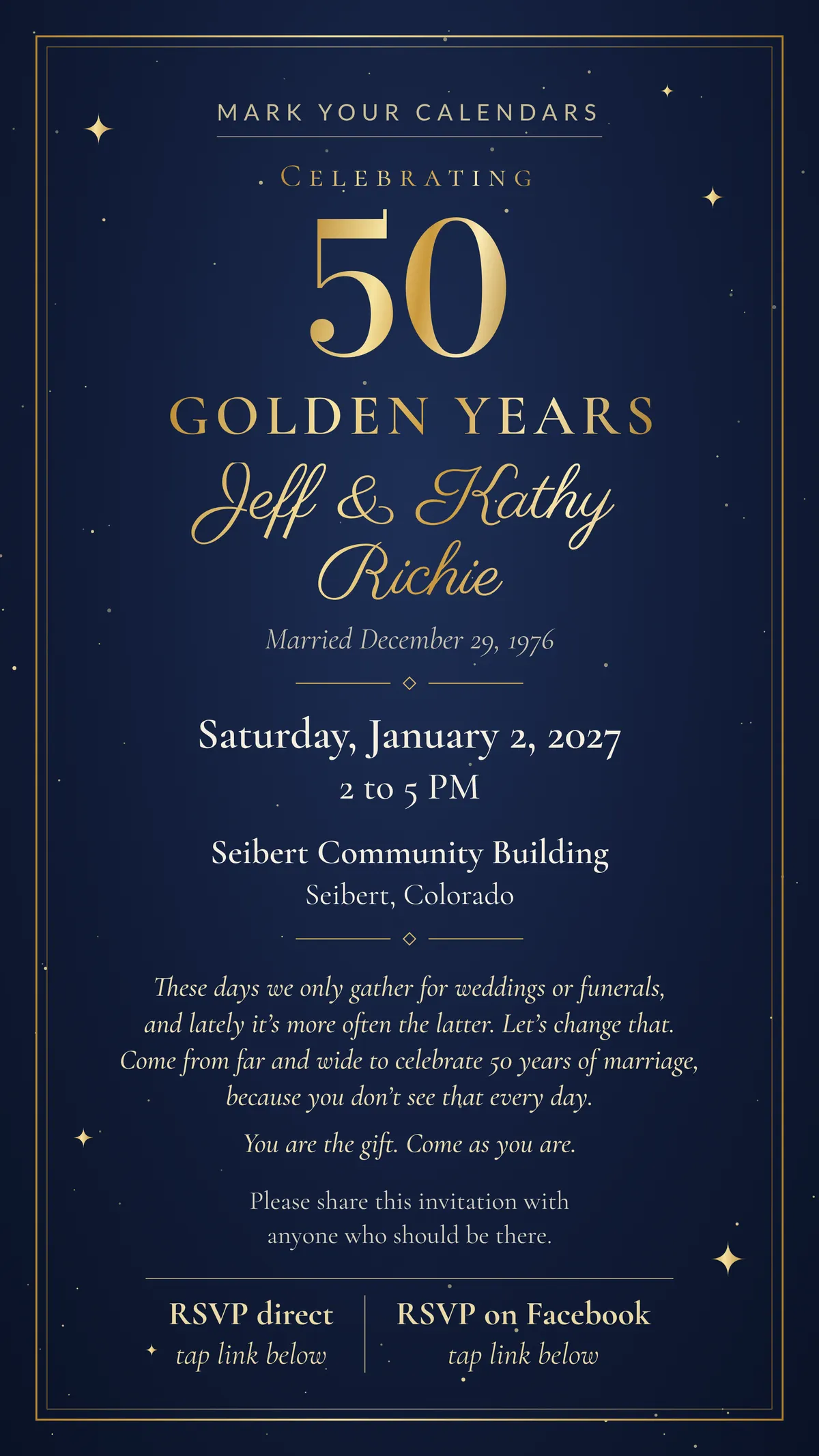 Jeff & Kathy Richie 50th anniversary invitation