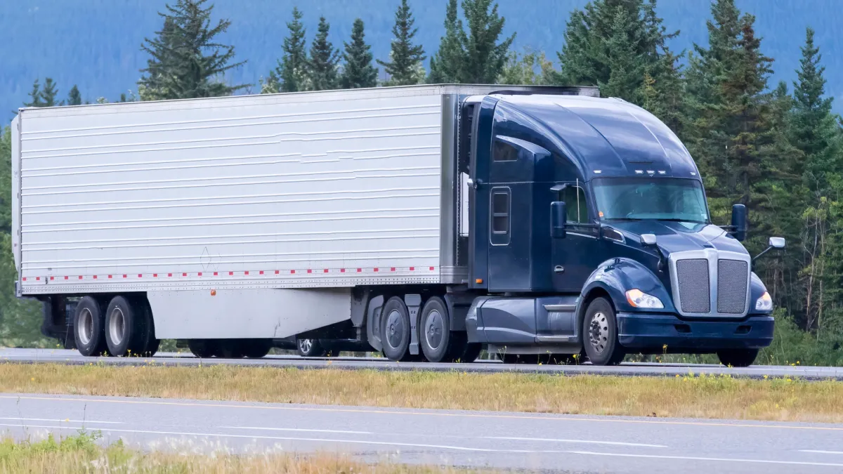 Truck driving on freeway