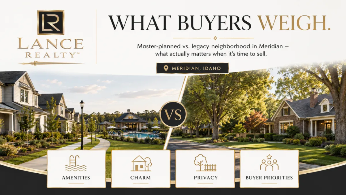Selling in a Master-Planned Community vs. a Legacy Neighborhood in Meridian: What Actually Matters to Buyers