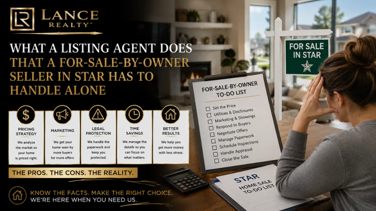 What a Listing Agent Does That a For-Sale-By-Owner Seller in Star Has to Handle Alone