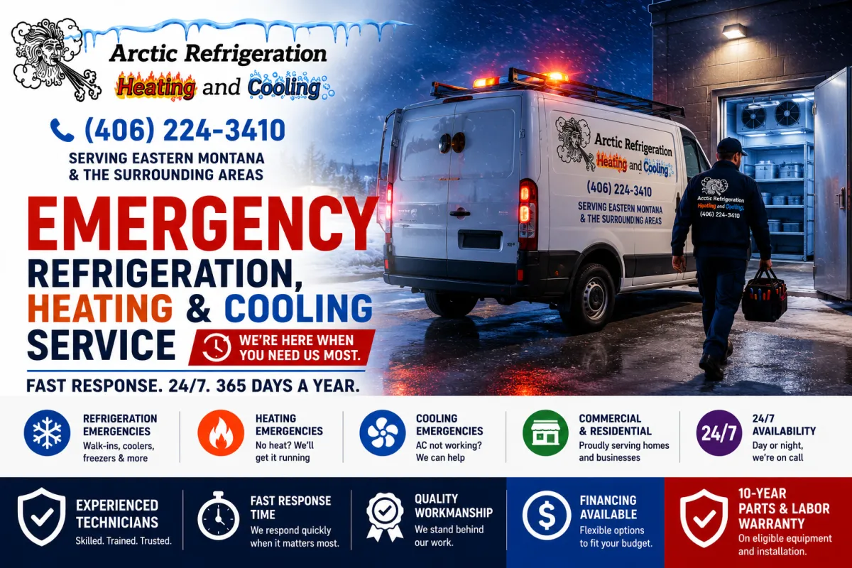 Emergency refrigeration heating and cooling service in Eastern Montana