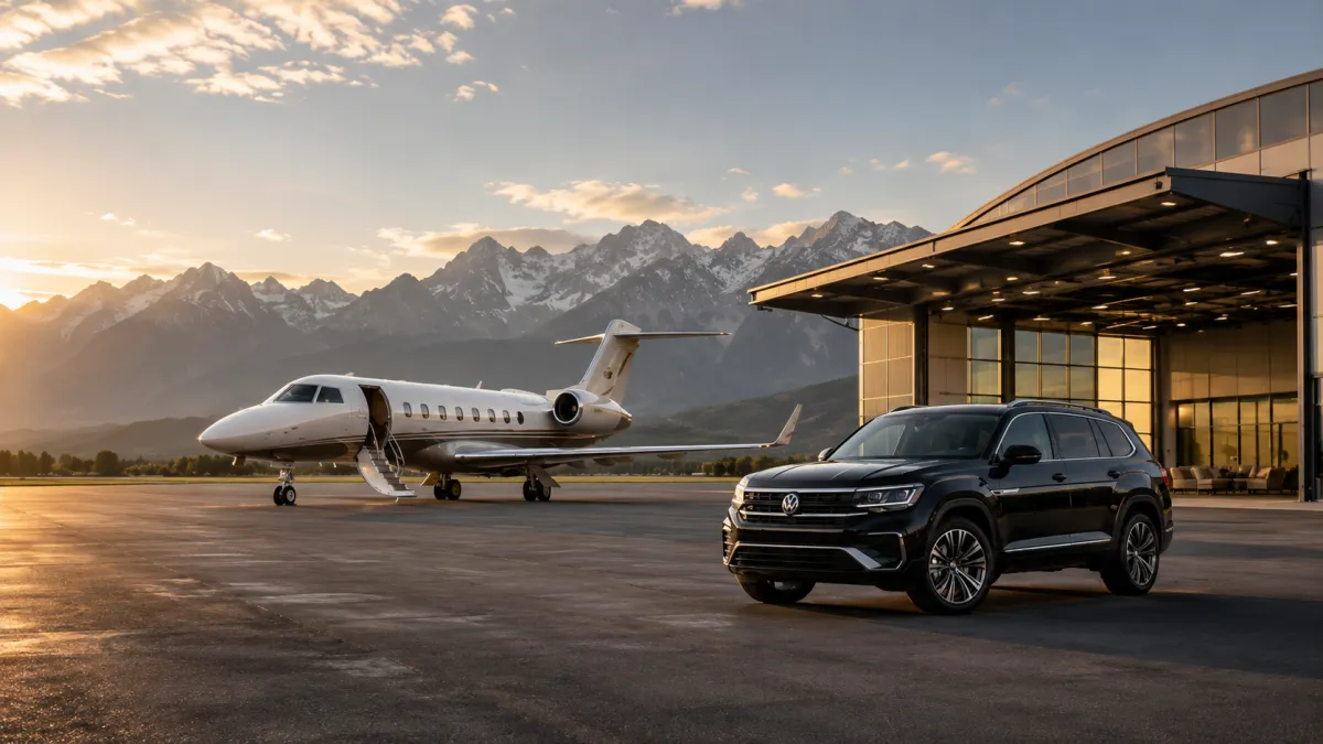 Bozeman Car Service private SUV transportation for private jet and charter flight passengers at BZN Airport