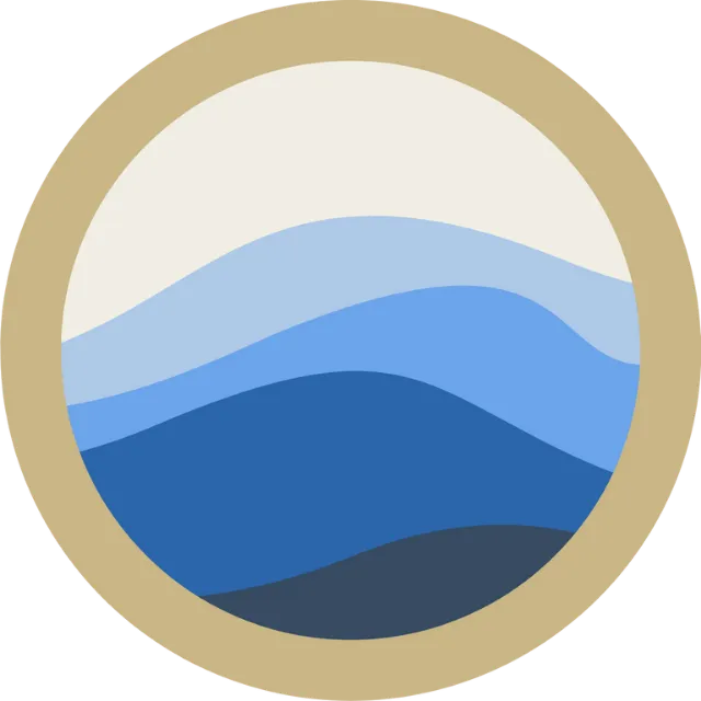 Icon featuring waves inside a circle.