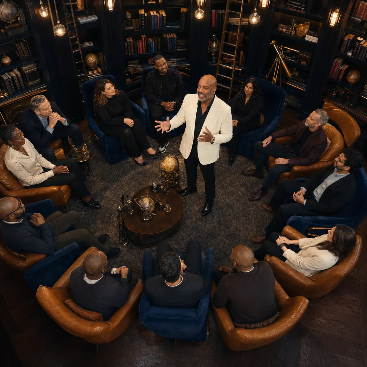 An intimate circle of conversation in the library