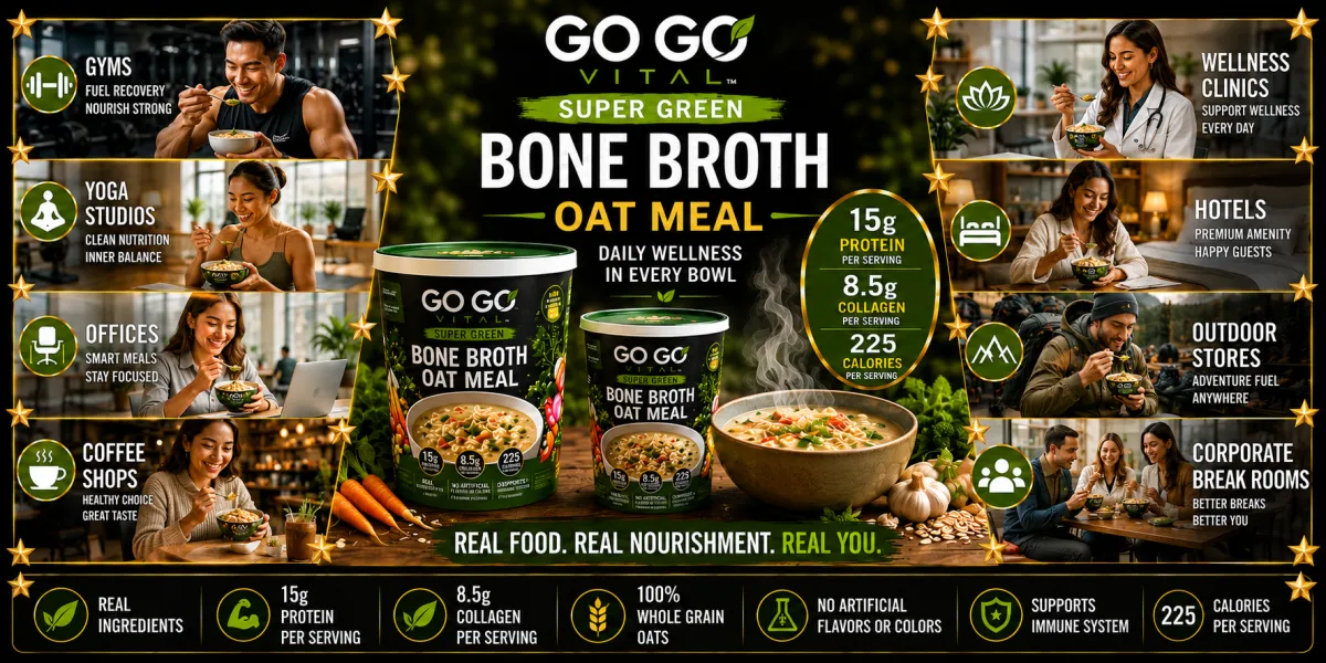 Go Go Vital bone broth bowl for a convenient high-protein meal