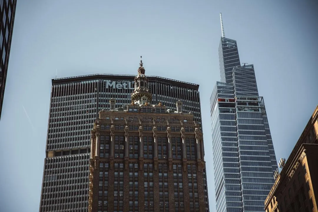 a very tall building with a sky background