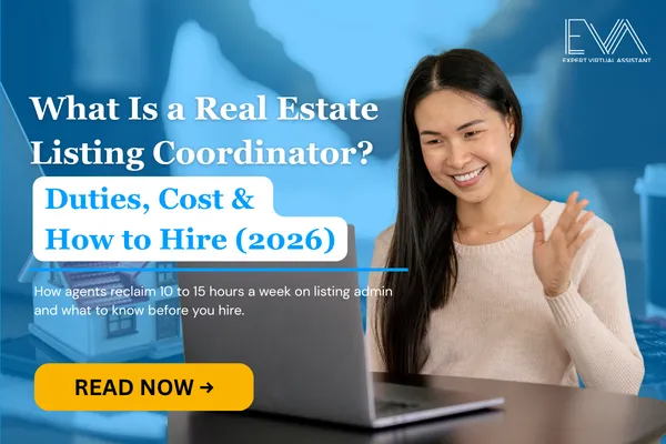 virtual real estate listing coordinator in a desk meeting with real estate agents