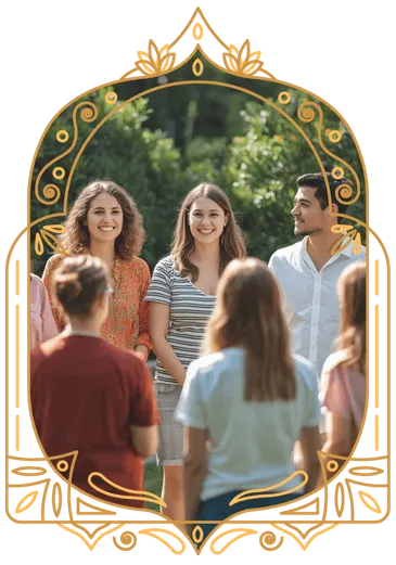 group of young people gathered outside