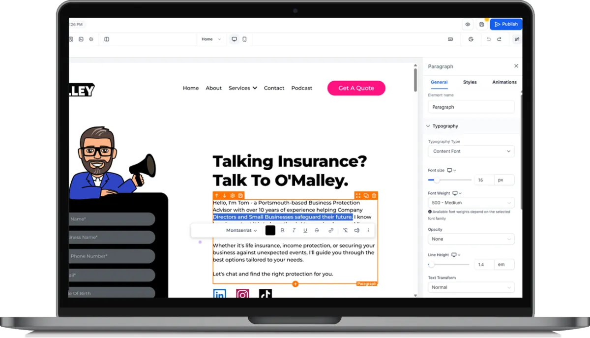 Omni CRM website builder for small businesses