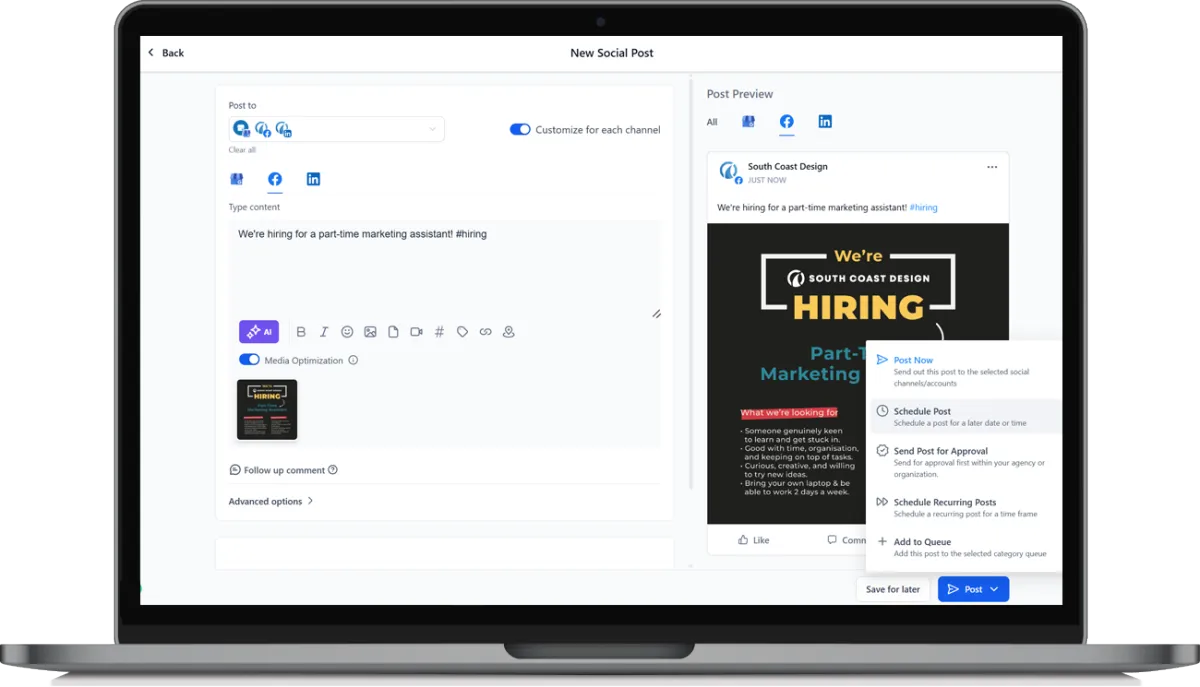 Social media scheduling tool for small businesses UK