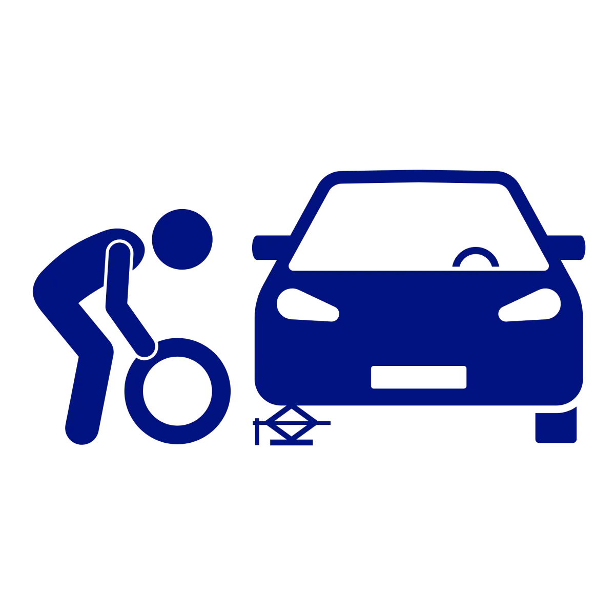 Icon of a mechanic working on a car, symbolizing auto insurance coverage for customized equipment.