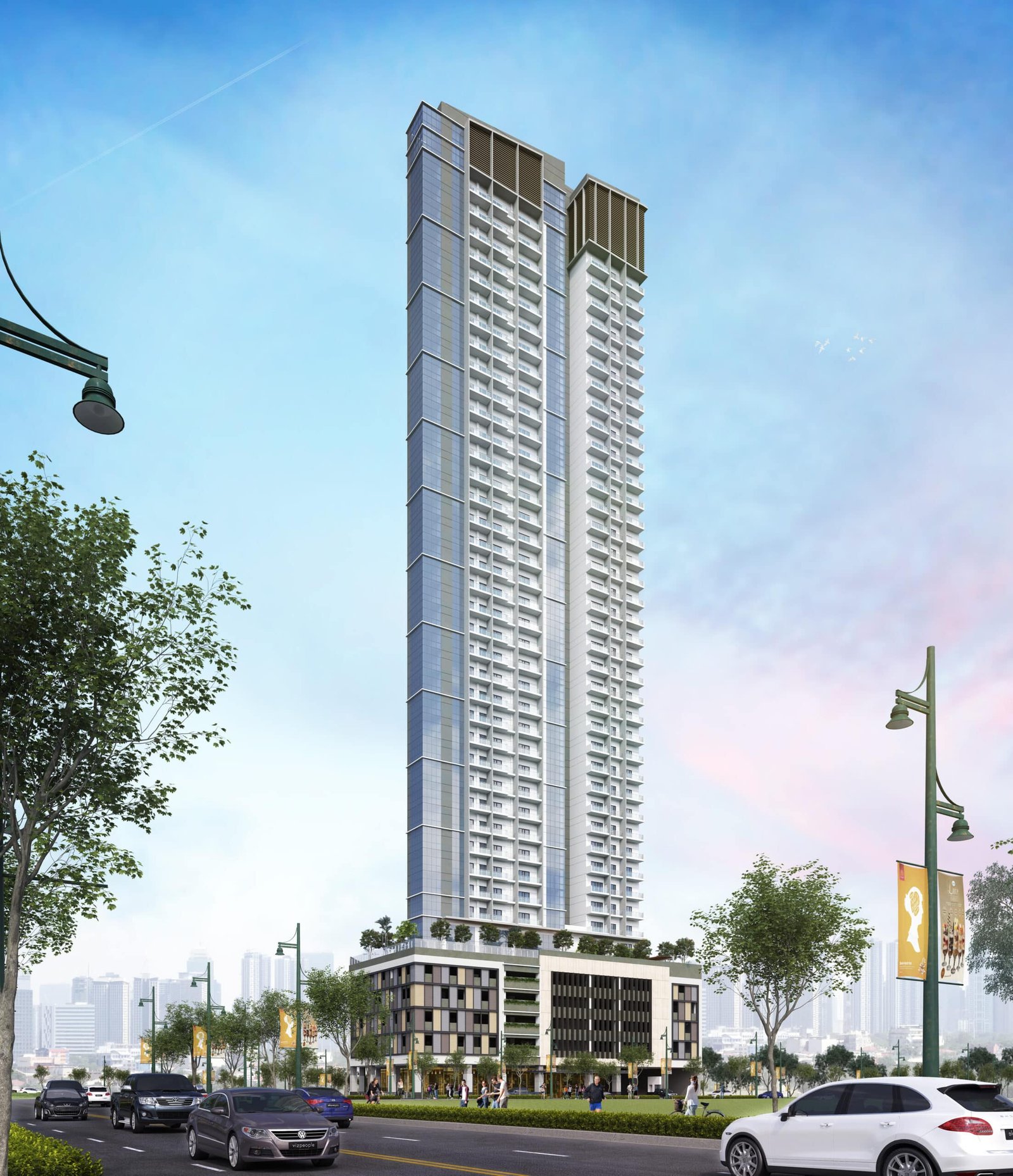 Uptown Arts Residence building exterior and aerial view, BGC Taguig skyline