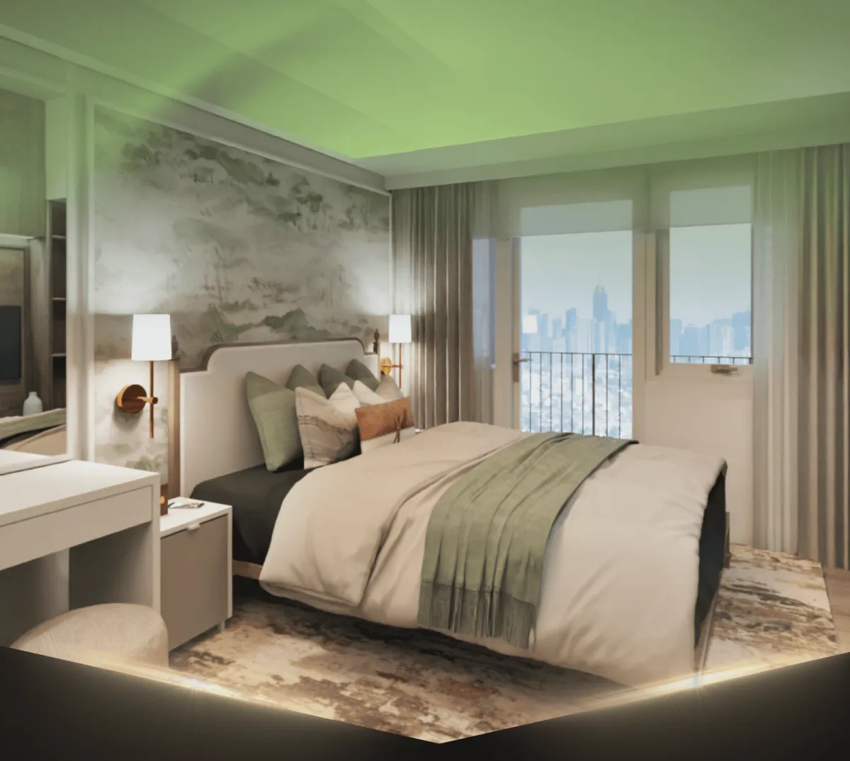Pre-construction architectural exterior render of a Metro Manila condo tower, marketing image