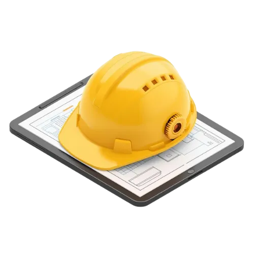 3D icon representing AI automation for construction companies and project management.