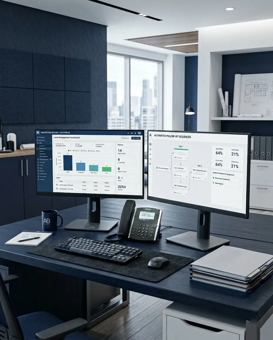 AI speed to lead automation dashboard showing contractor CRM workflow with automated follow-up sequences