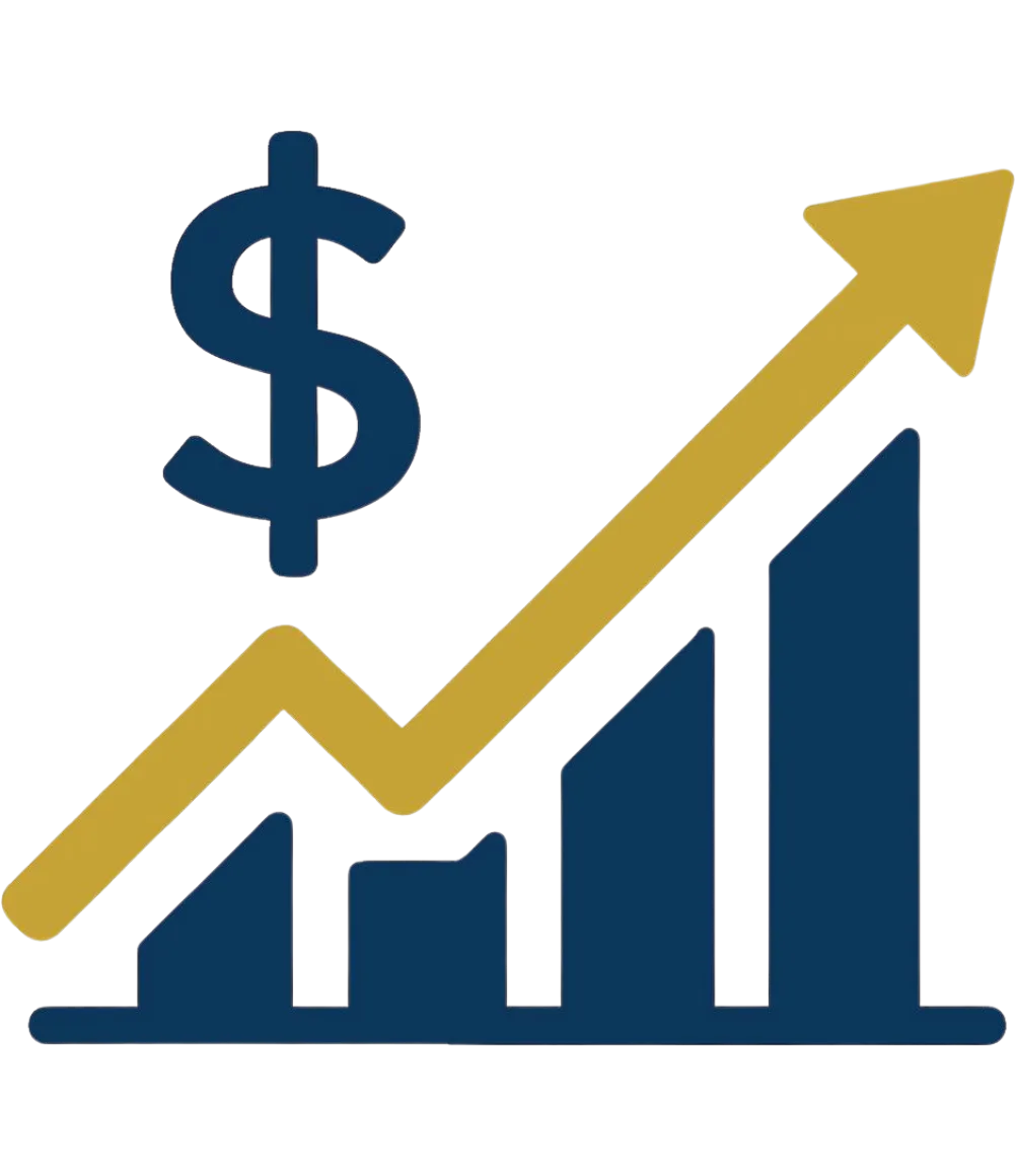 Icon showing stalled growth for contractor businesses stuck at one to five million.