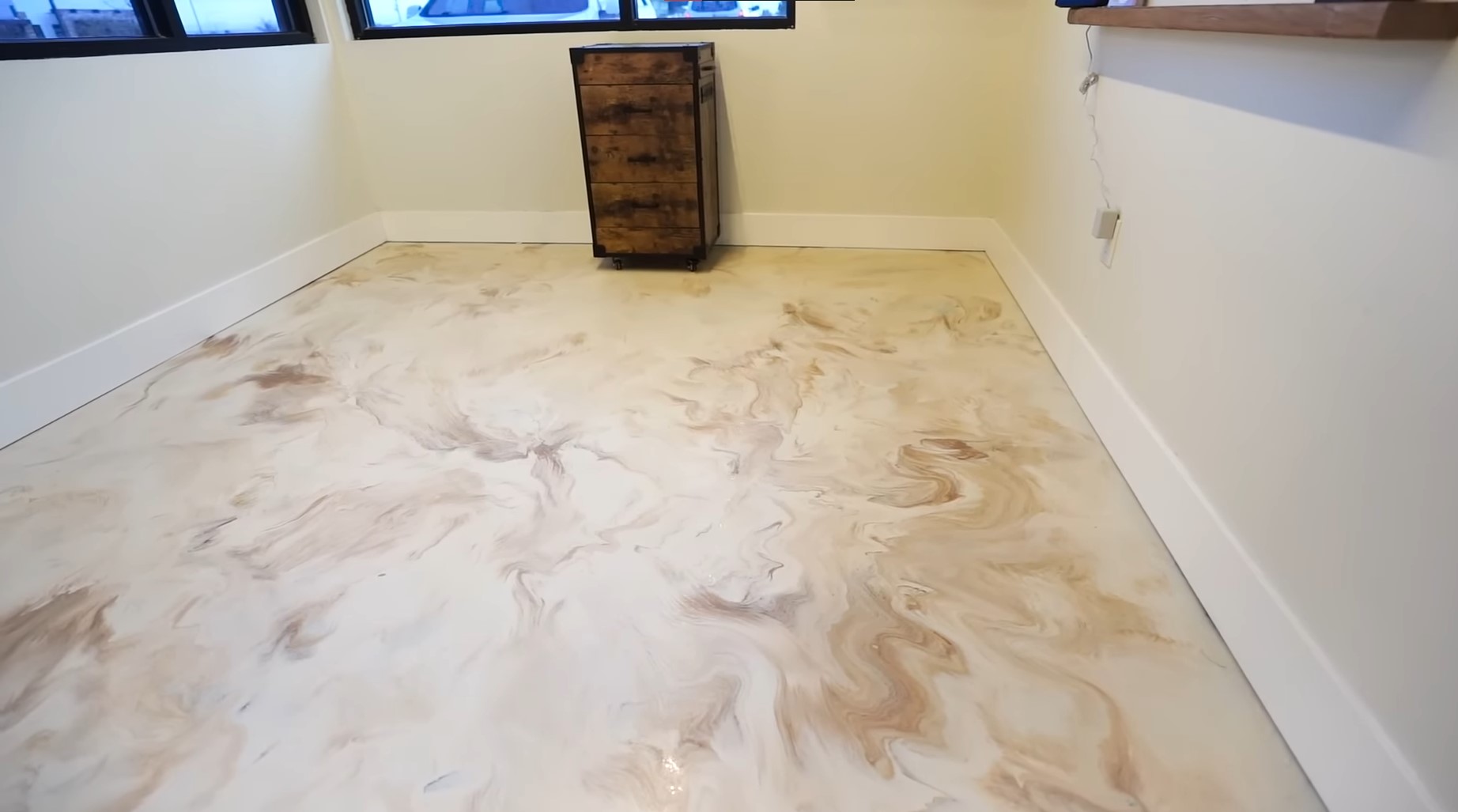 brown and white epoxy floor