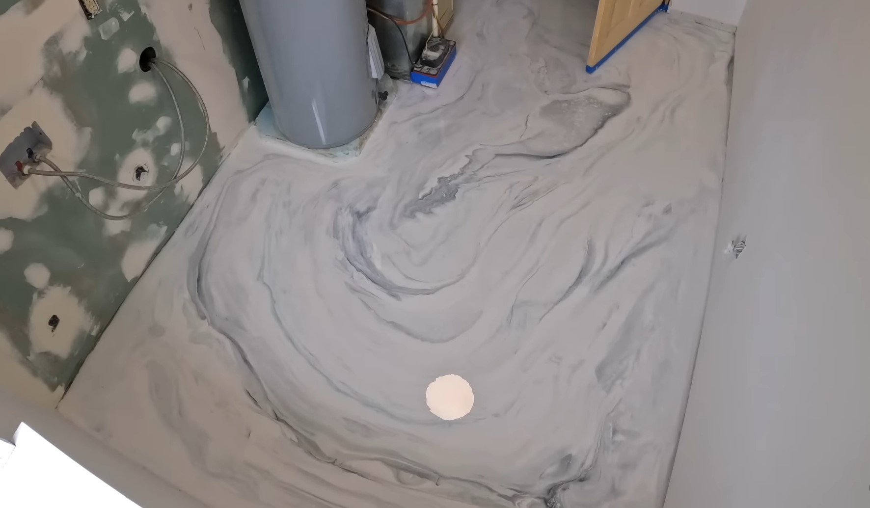 black and white poxy mixed on floor