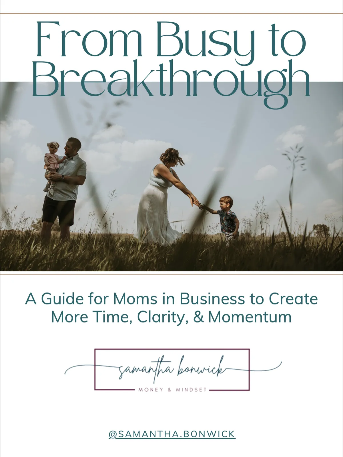 From Busy to Breakthrough lead magnet guide built for Samantha Bonwick