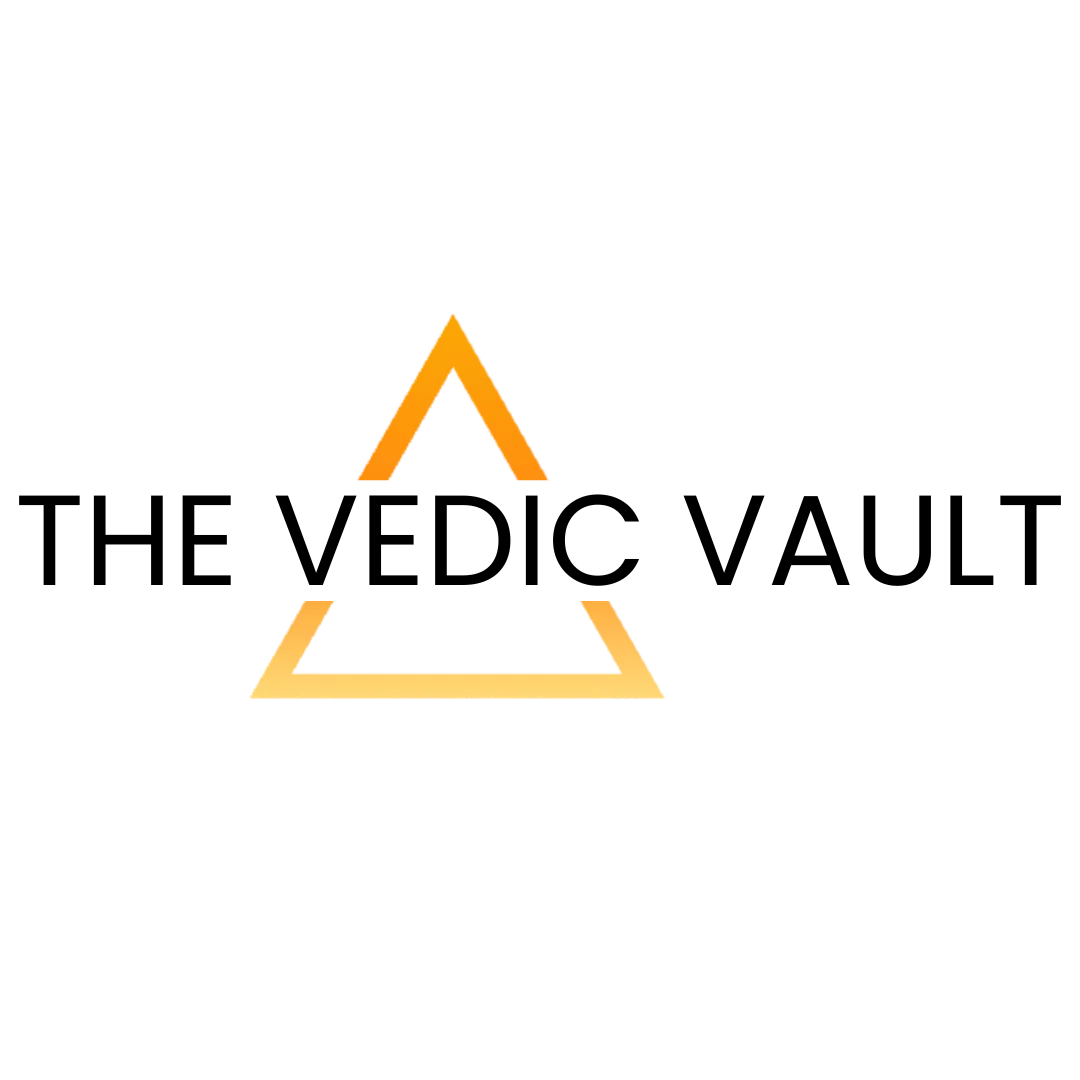 The Vedic Vault logo - black background
