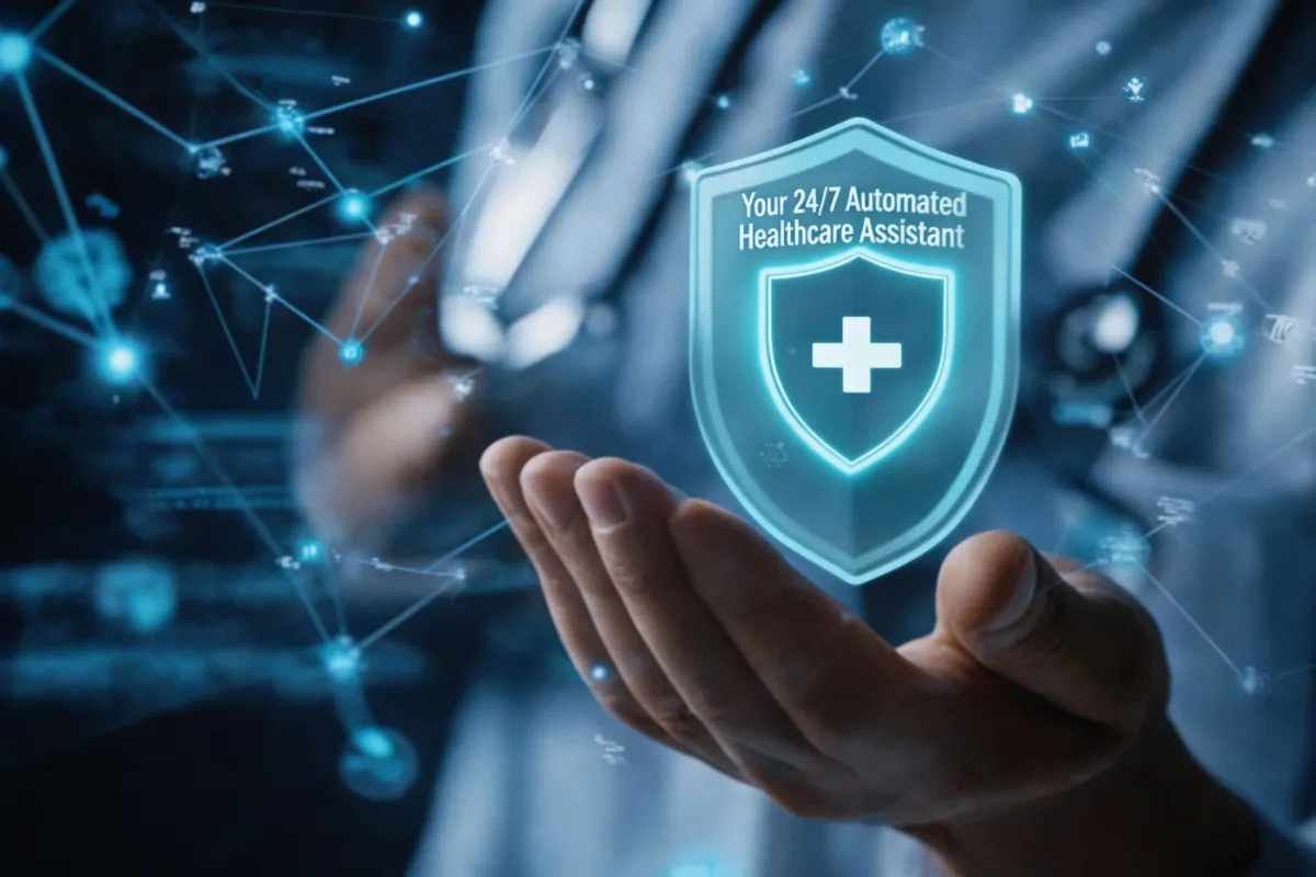Healthcare staff using AI-powered software at clinic reception