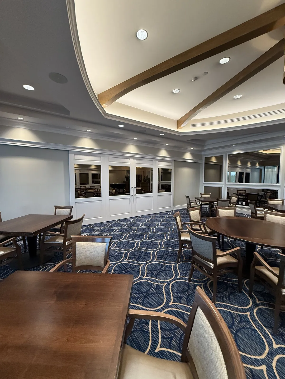 Freshly painted dining room walls and tray ceiling at Pelican Isles Yacht Club