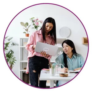 Step 2 -Ask and Get Feedback - Women discussing document details