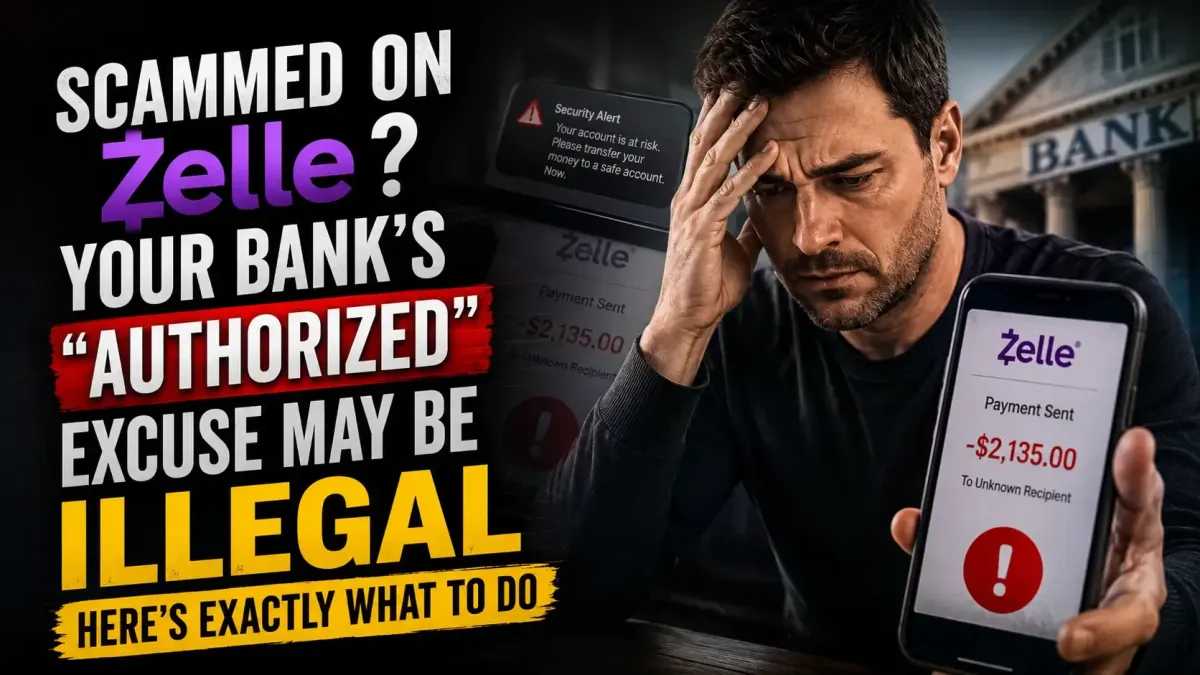 Scammed on Zelle? Your Bank's "Authorized" Excuse May Be Illegal — Here's Exactly What To Do