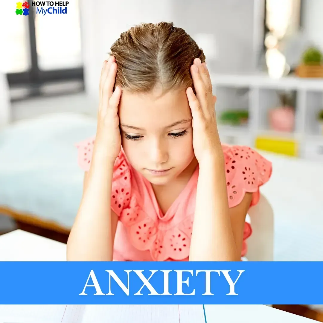 Young girl with head in hands looking overwhelmed – representing anxiety in neurodiverse children with autism or ADHD. Support from How to Help My Child