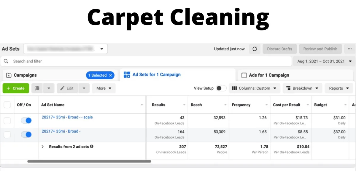 Carpet cleaning Facebook Ads