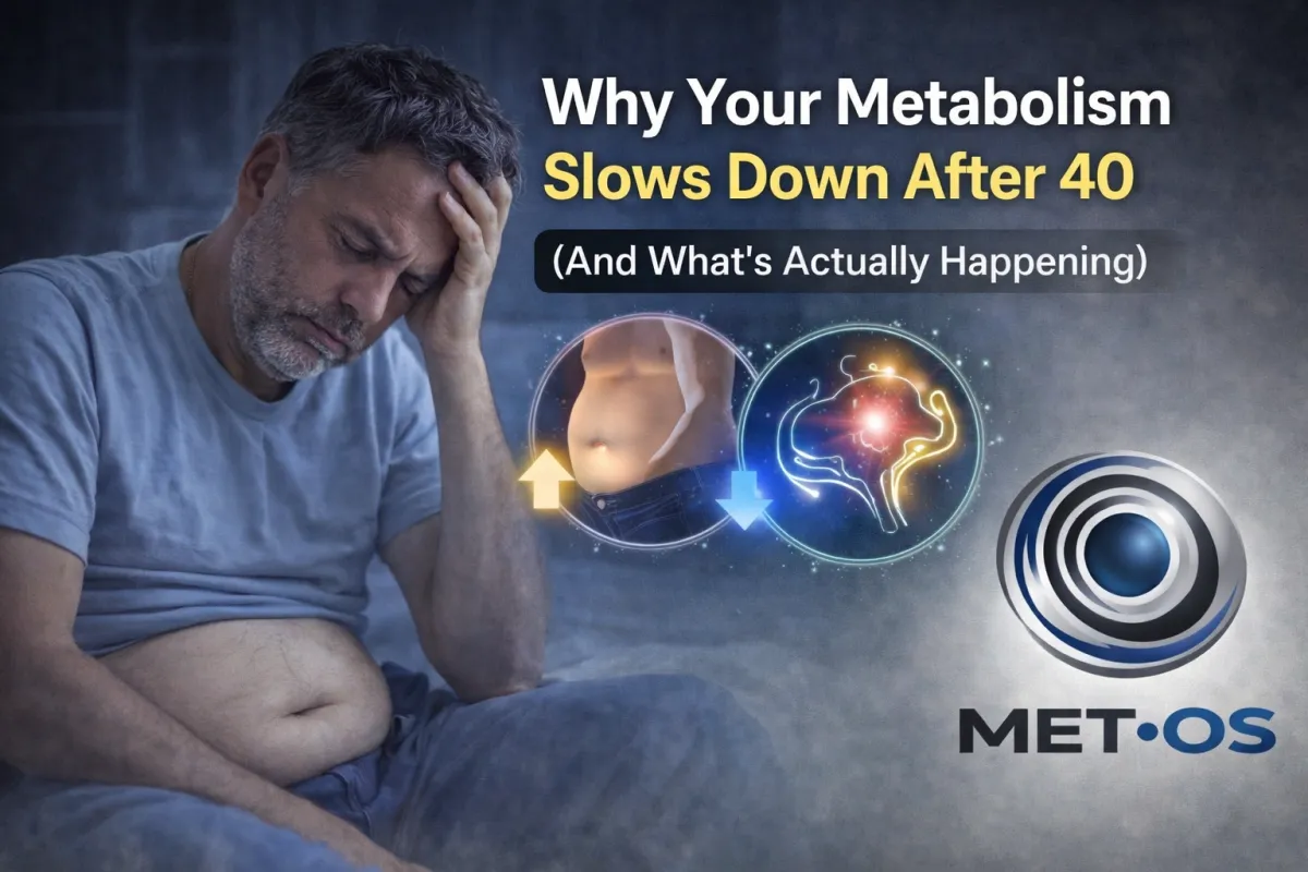 man over 40 experiencing slow metabolism and belly fat