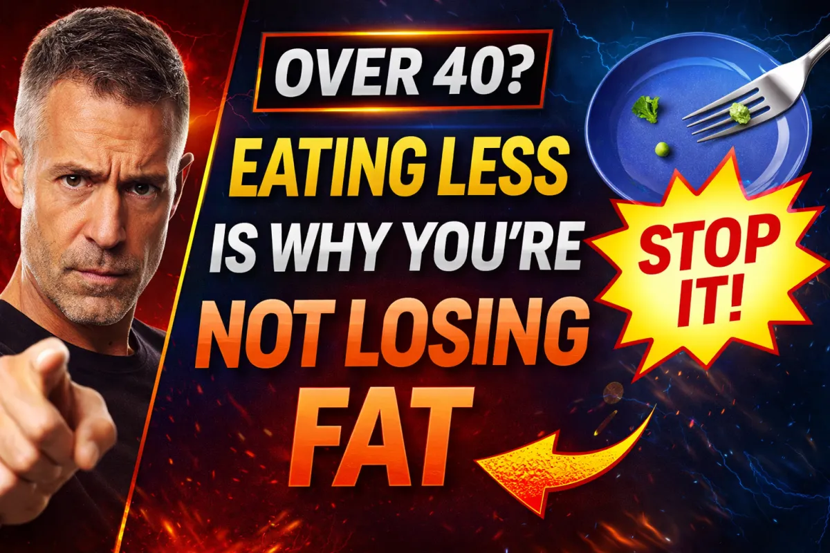 Man over 40 frustrated with fat loss despite eating less, illustrating metabolic adaptation and slow metabolism after 40