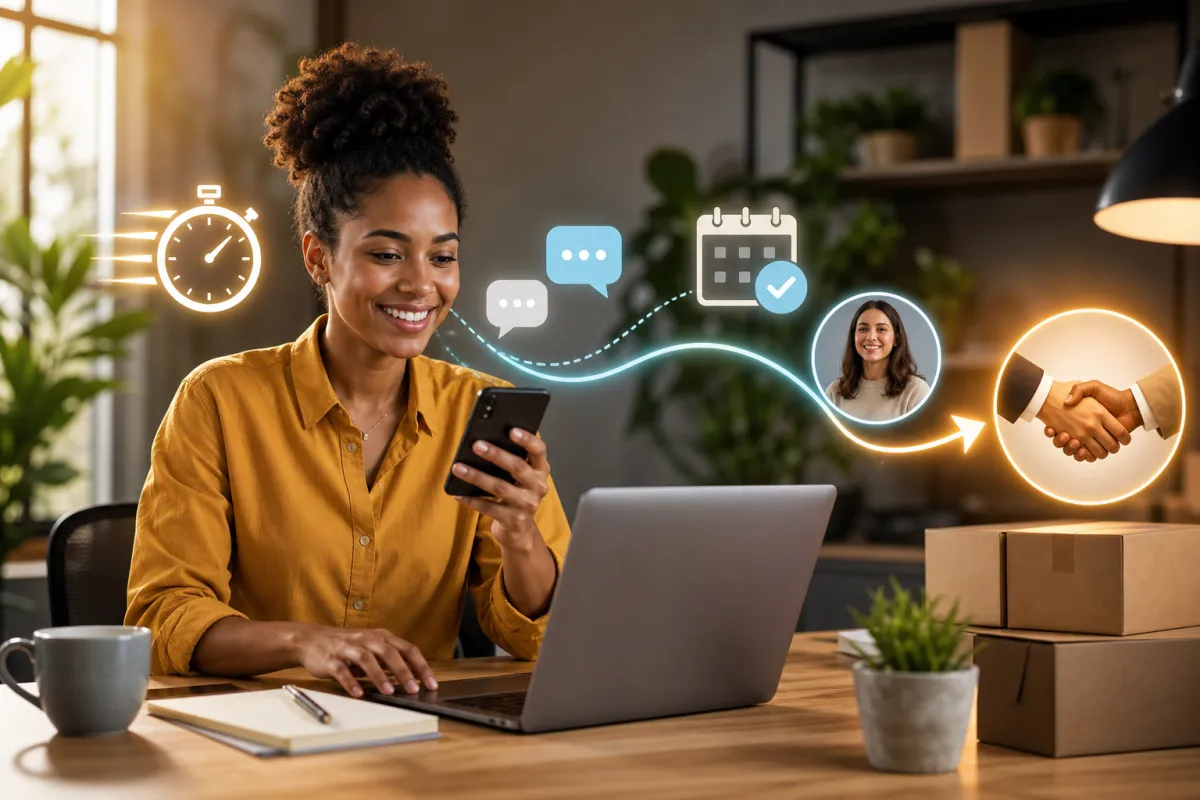 Cover image illustrating lead follow-up psychology with Kalingo—fast, relevant replies connecting a small business to a new customer.