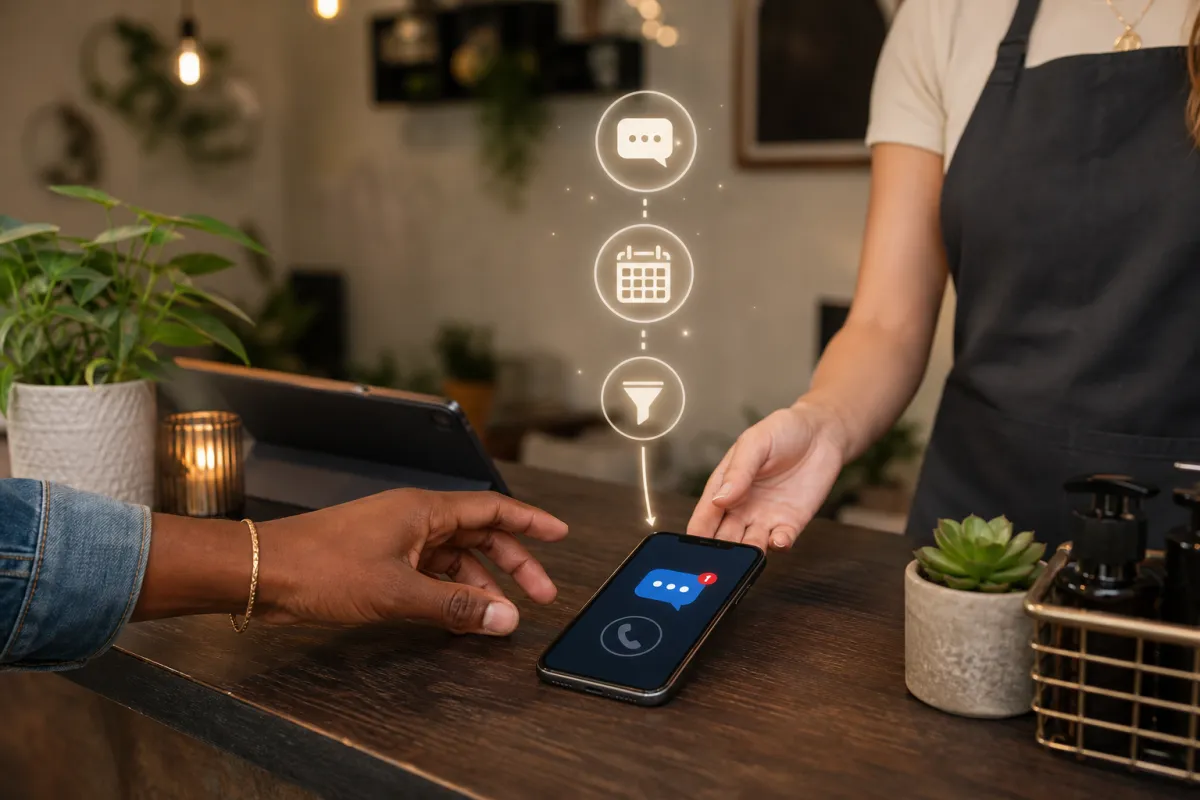 Small business owner uses Kalingo to send a missed-call text-back and share a booking link.