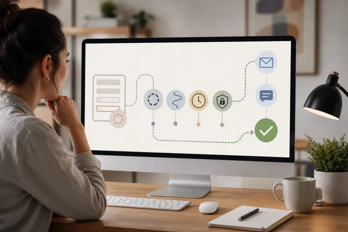 Small business owner reviewing form abandonment psychology with Kalingo—friction points, trust signals, and a follow-up workflow.